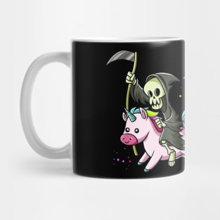 Cute Death riding a Kawaii Unicorn Mug